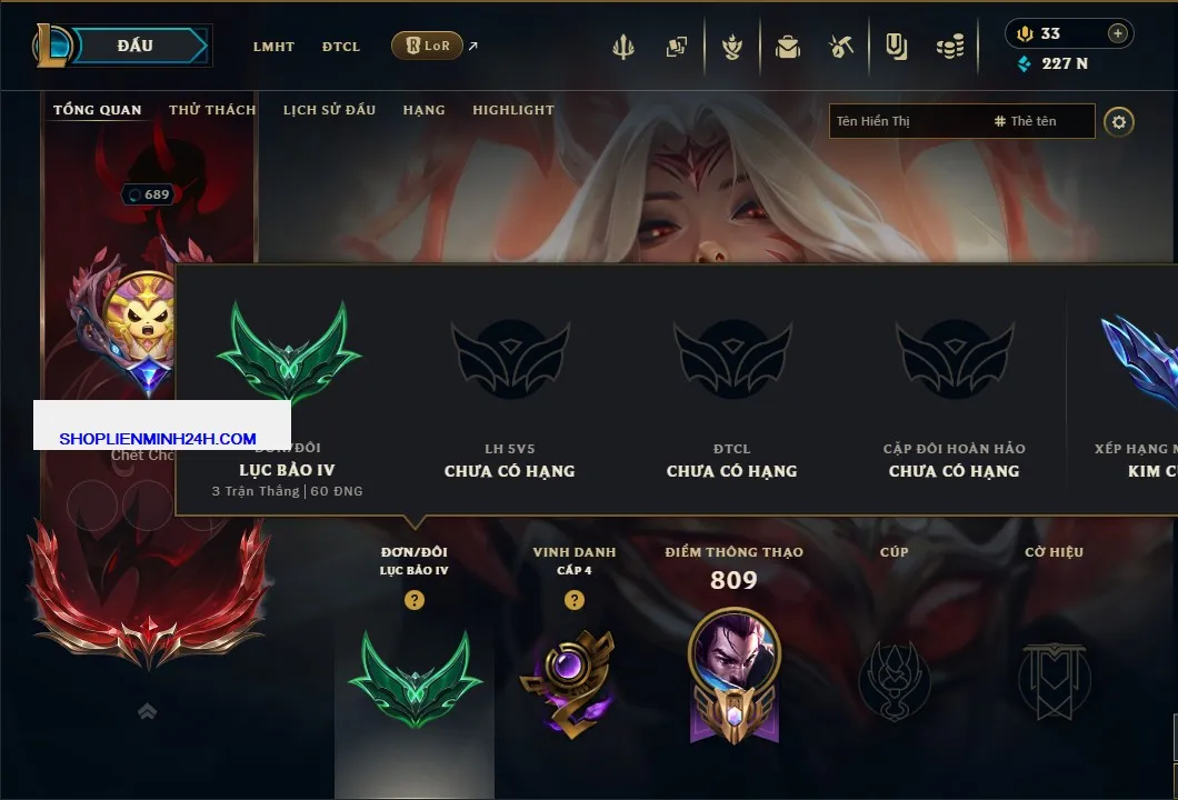 Mua acc ACC LIÊN MINH HUYỀN THOẠI mã số #109 giá rẻ