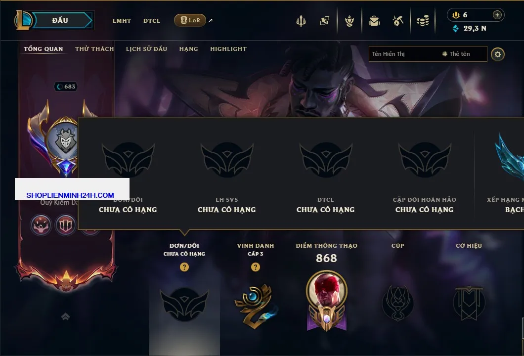 Mua acc ACC LIÊN MINH HUYỀN THOẠI mã số #116 giá rẻ